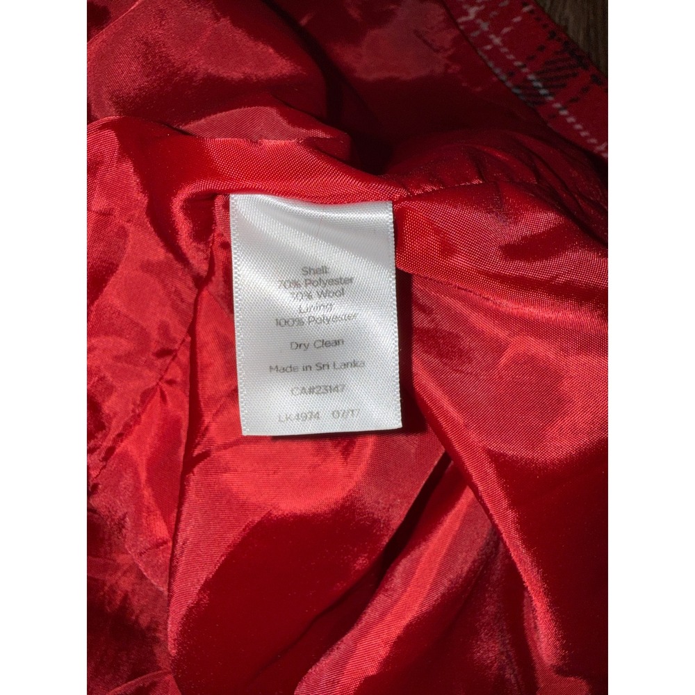 Talbots Woman Red Plaid Wool Blend Mini Skirt Size 14W Tartan Holiday LK4974 - Picture 5 of 7